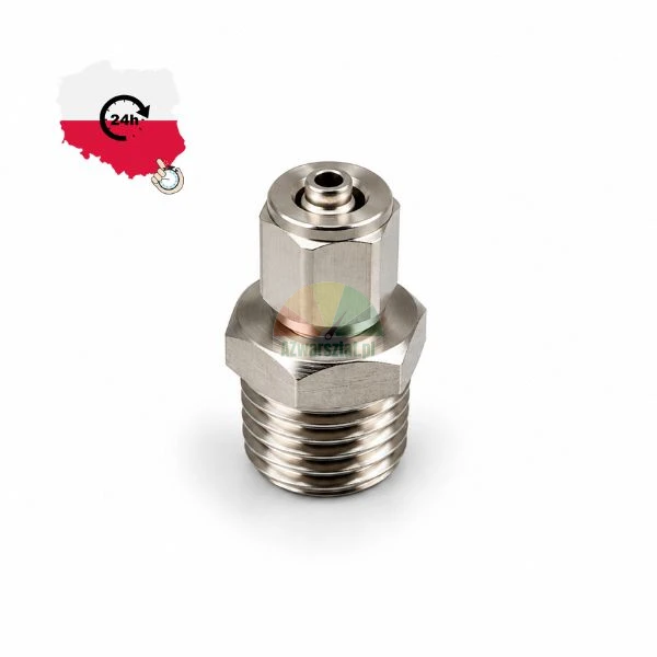 Straight metal push-in fitting with male thread for pneumatic systems