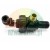 Black suction valve assembly with brass male thread, strainer filter and quick connector on a white background.