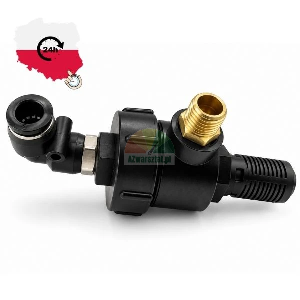 Black automatic water level control float valve with brass thread and quick connector