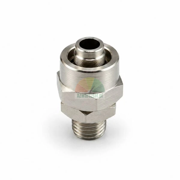 Metal hose connector 12mm with 9.7mm male thread on a white background