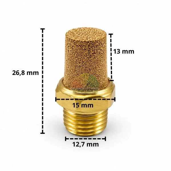 Brass air exhaust silencer muffler G1/4 with technical dimensions