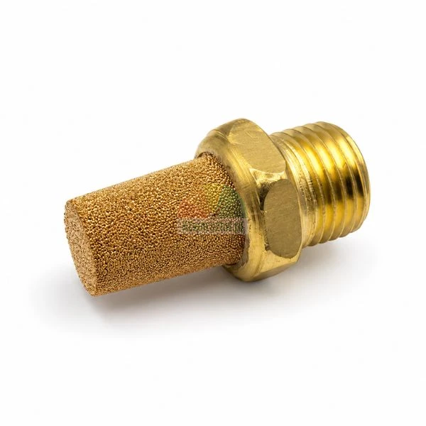 Sintered bronze pneumatic air silencer muffler with male brass thread