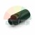 Black plastic pneumatic silencer muffler with male thread on a white background.