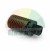 Black plastic suction strainer with male thread for pump intake on a white background