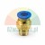Straight brass push-in fitting for 6mm tube with 9.7mm male thread and blue release ring