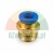 Brass straight pneumatic push-in fitting G16mm / 8mm with a blue release ring on a white background.