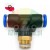 Pneumatic male branch tee push-in fitting with brass thread and quick connector ports