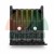 Black plastic industrial component with vertical ribs and two mounting holes on a white background.
