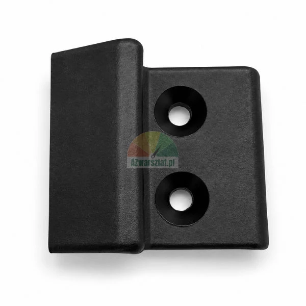 Black external balcony door pull handle with two mounting holes on a white background