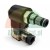 Hydraulic solenoid cartridge valve 24V DC with coil, electrical connector plug and mesh filter on white background