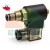 Hydraulic cartridge solenoid valve with black coil and transparent DIN connector on a white background.