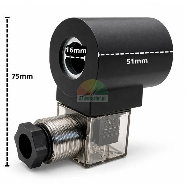 Solenoid coil with lowering valve 220V AC 16mm with dimensions