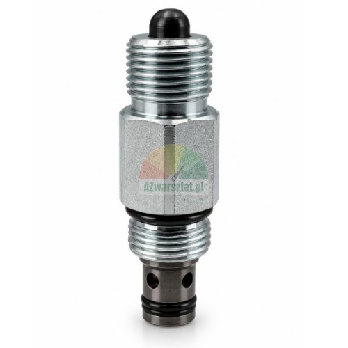 Hydraulic lowering valve cartridge with 20mm thread and o-ring seals on white background