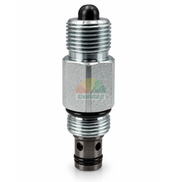 Hydraulic lowering valve cartridge with 20mm thread and o-ring seals on white background