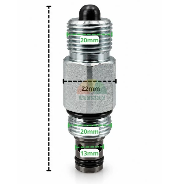 Hydraulic lowering valve with 20mm thread and dimensions