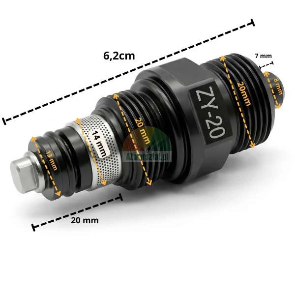 Lift check safety valve ZY-20 length 62 mm with G20 thread and dimensions