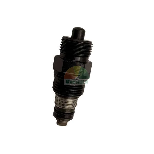 Black hydraulic screw-in cartridge valve with thread and mesh screen on a white background
