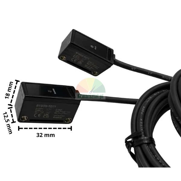 Through-beam photoelectric sensor Autonics BYD3M-TDT with dimensions