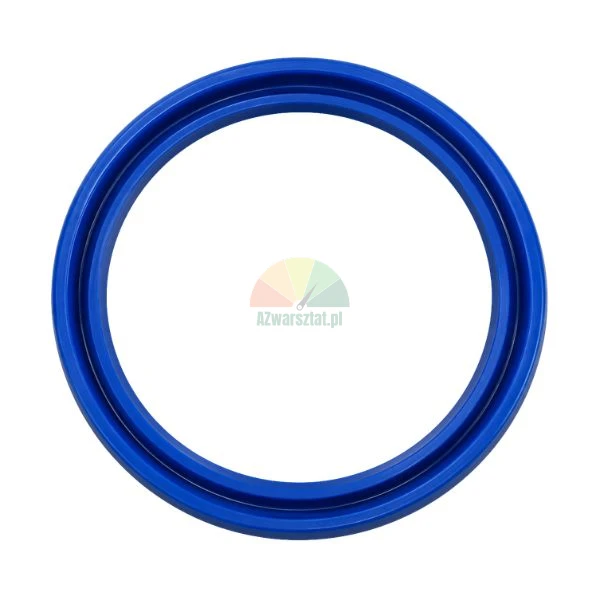 Blue polyurethane U-cup hydraulic seal ring isolated on white background.