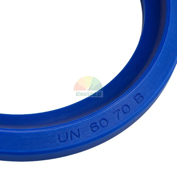 Blue polyurethane hydraulic UN seal ring with UN 60 70 B marking on white background.