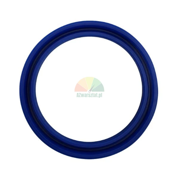 Blue polyurethane hydraulic seal ring isolated on white background.