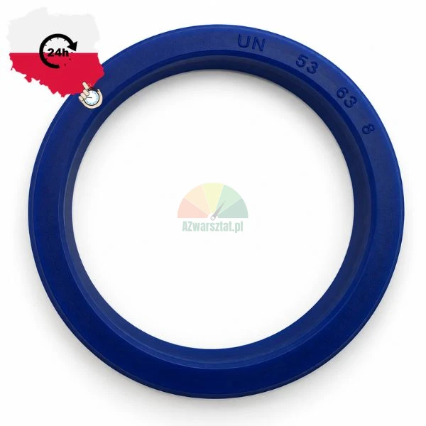 Blue polyurethane hydraulic seal UN 53 63 8 on white background