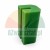 Green plastic slide guide profile with a longitudinal slot on a white background
