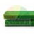 Two green rectangular plastic blocks on a white background.