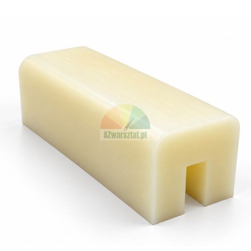 White lift sliding block 7cm x 3cm x 2.9cm with a guide slot, made of durable plastic on a white background