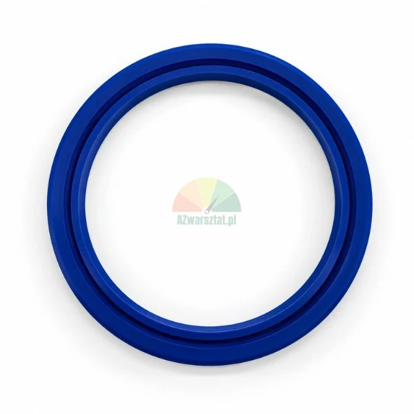 Blue polyurethane hydraulic seal ring on white background