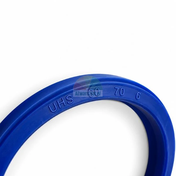 Blue polyurethane hydraulic U-cup piston and rod seal UHS 60 70 6 on a white background.