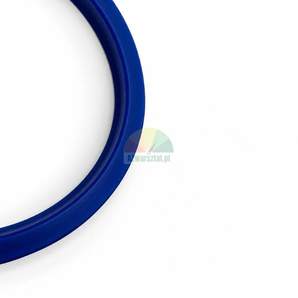 Blue polyurethane hydraulic seal ring on a white background.