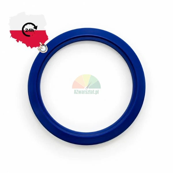 Blue polyurethane hydraulic cylinder seal ring isolated on white background