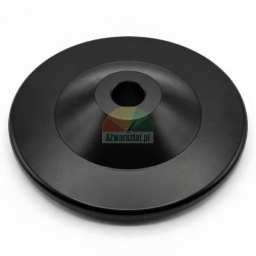 Black pressing cone plate for tire changer assist arm on a white background.
