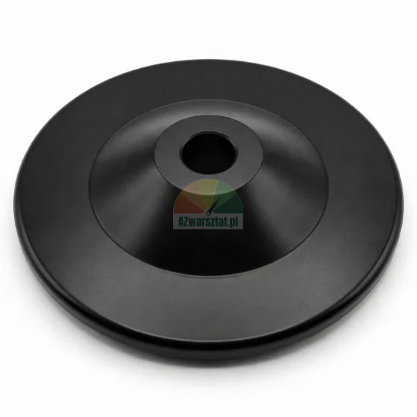 Black pressing cone plate for tire changer assist arm on a white background.