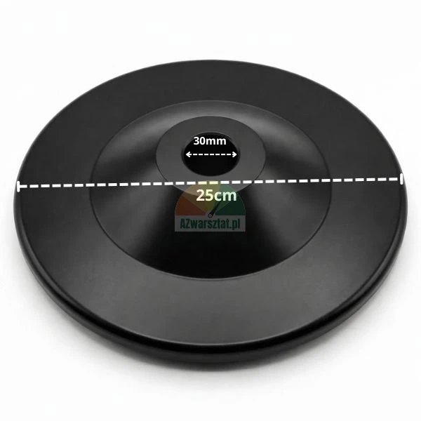 Black tyre changer helper arm pressing plate with 25 cm diameter and 30 mm hole.