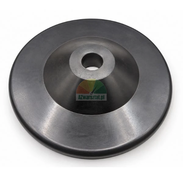 Black wheel balancer centering cone and clamping flange on a white background.