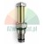 Metal hydraulic cartridge valve with thread, mesh filter and o-rings on a white background.