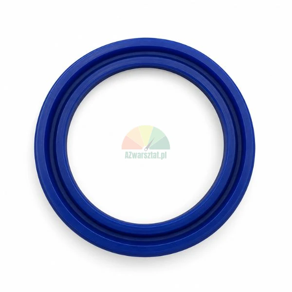 Blue polyurethane hydraulic U-cup seal ring on a white background