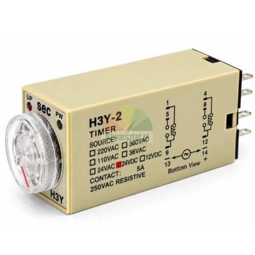 H3Y-2 electronic timer delay relay DC 24V 10s 8-pin with transparent time adjustment knob