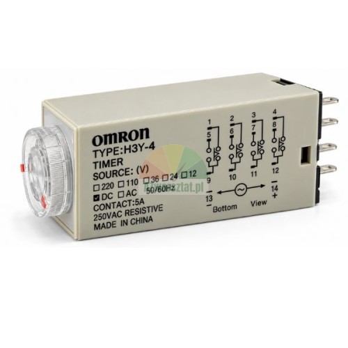 OMRON H3Y-4 electronic timer relay DC 24V 5s 14 pin with wiring diagram and adjustable dial