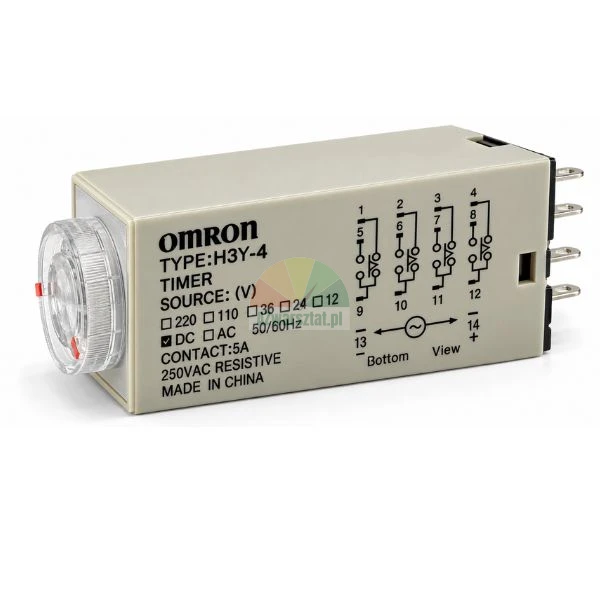OMRON H3Y-4 electronic timer relay DC 24V 5s 14 pin with wiring diagram and adjustable dial