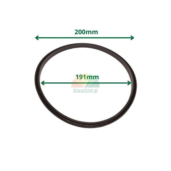 Black rubber gasket ring with dimensions of 200 mm outer diameter and 191 mm inner diameter.