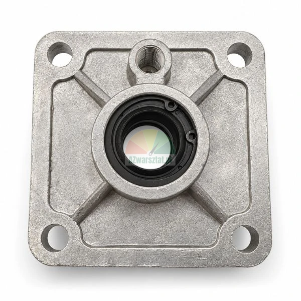 Square clamping and tilt cylinder cover 8.2x8.2 cm with piston rod hole and seal for 75 mm actuator