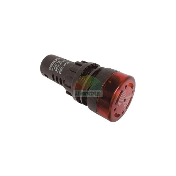 Red AD16-22SM LED panel indicator light with buzzer, visual and acoustic signal on white background