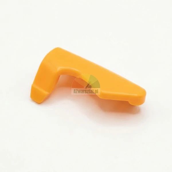 Orange plastic trigger lockout lever for power tools on a white background