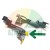 Metal mounting head mechanisms for tire changer with yellow protective covers indicated by a green arrow on a white background