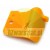 Yellow plastic protective insert for tire changer demount head on white background