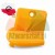 Orange plastic replacement part with a mounting hole on a white background