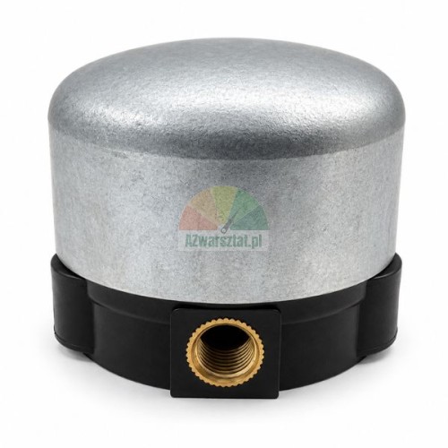 Complete vertical and horizontal mushroom actuator with silver metal dome and black base with brass thread